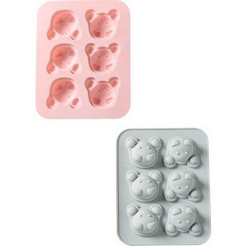 6 Cells Cute Bear Head Style Cake Molds Baking Tools DIY Biscuit Pastry Cake Silicone Mould
