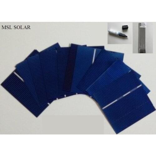 60Pcs Solar cells 0.43W 0.5V DIY Solar panel Photovoltaic Solar cell DIY solar battery charger + Solder Tabbing wire & Flux pen