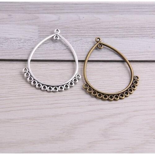 SWEET BELL 30pcs 36*47mm Two Color Zinc Alloy Necklace Charm Jewelry DIY Hollow Water Droplets Connector Pendant Necklace