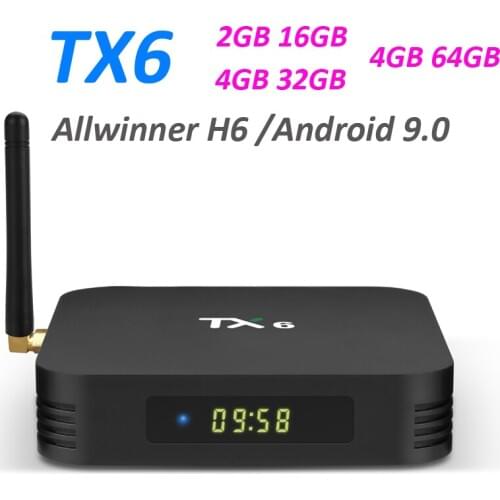 20pcs Tanix TX6 Smart Android 9.0 TV BOX 4G 32G/64G Allwinner H6 Quad core 2.4G+5G Wifi BT 4.1 Set Top Box 4K HD Media Player