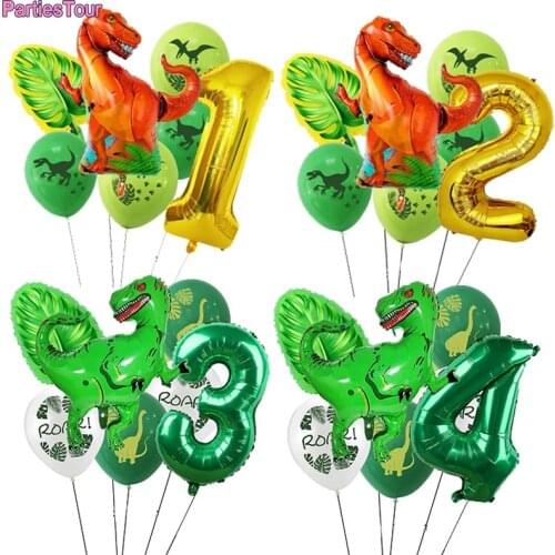 13pcs Dinosaur Party Balloons Dinosaur Theme Kids Party 32inch Foil Number Balloons Jungle Birthday Party Decorations Globos