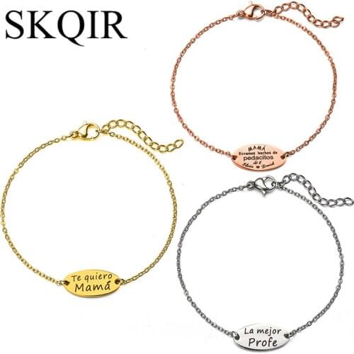 Rose Gold Color te quiero mama letter bracelet for women gift mother‘s day bijoux i love you mom bangle family Jewelry berloque