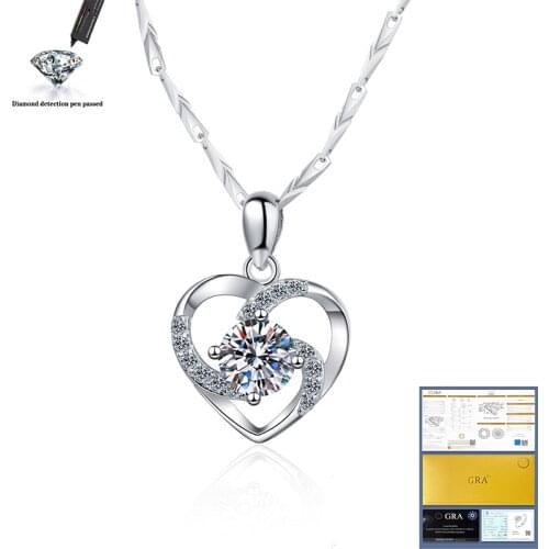 925 silver Rhodium plating Pendant For Women Round 6mm 0CT lab diamond Luxury Moissanite Gemstone Pendant Necklace for Wedding