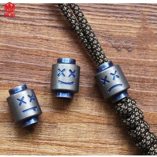 1PCS Titanium Mood EDC paracord Knife Bead Keychain DIY Pendant Zipper Bracelet Accessories