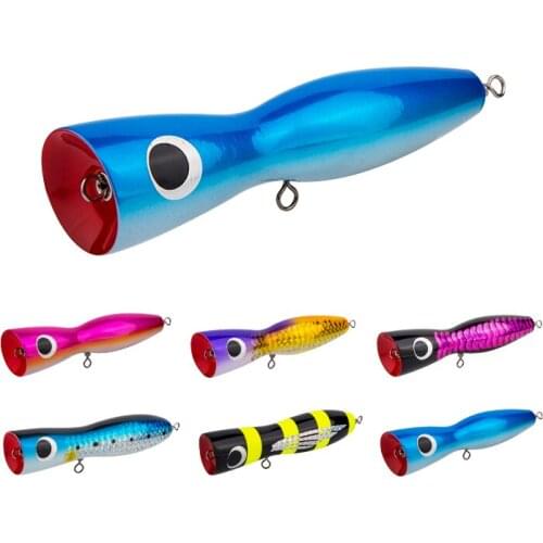 120g Wooden Fishing Lure Hard Popper Fishing Bait Artificial Wood Jerk Lure Bait Top Handmade Jigging Jigs Fishing Accessories