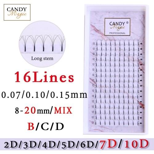 16 Lines 2D~10D Russian Premade Volum Eyelashes Extension Fan C Curl 0.07 Thickness Heat Bonded Eyelashes Makeup Tools