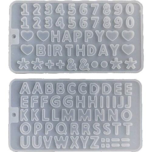 2 Pcs Alphabet Resin Mold English Letters Number Pendant Keychain Silicone Mould