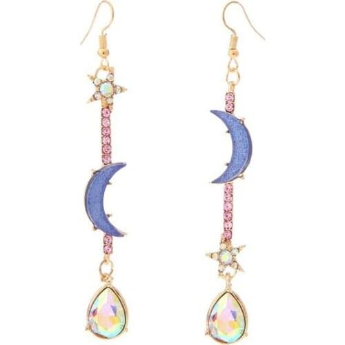 2021 Wholesale Wholesale Asymmetric Blue Moon Star Earrings Christmas Gift Creative Earrings Women