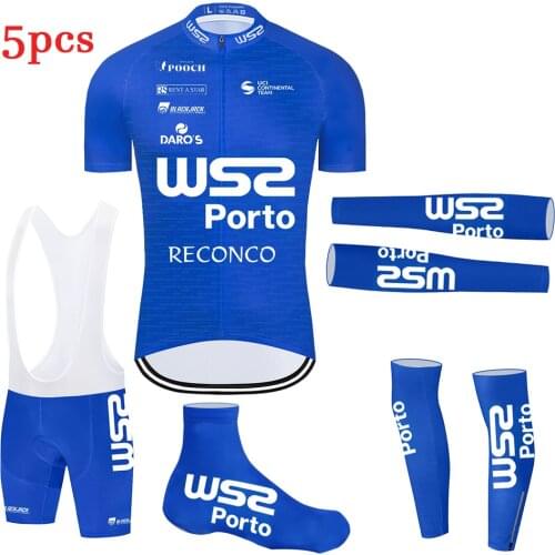 5pcs TEAM 2021 W52 Short Cycling Jersey Bike Pants Suit Men Summer Ropa Ciclismo Bicycling Sleeve Warmers Shirt Pants