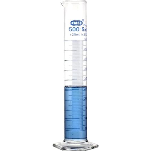 500mL Measuring Cylinder with Spout and Graduation with Glass Heagon Base Laboratory Chemistry Equipment