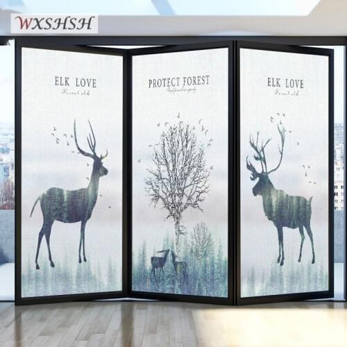 Deer Pattern Static Cling Window Film Custom Size Privacy Protection Home Decoration Stained Glass Sticker For Home Office Store