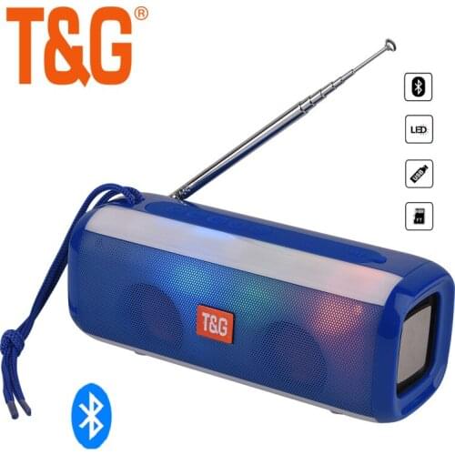 TG144 Bluetooth-compatible Speaker & FM Radio LED Flash Light Portable Loudspeaker Wireless Column with FM Adjustable Antenna