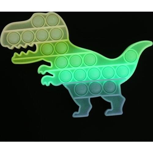 Dinosaur Push Bubble Luminous Toy Silicone Rainbow Dinosaur Push Bubble Sensory Toy Fidget Anti Stress Toys
