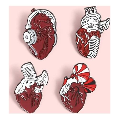 European And American Creative Punk Style Minimalist Classical Abstract Art Heart Drip Paint Enamel Brooch Collar Accessories