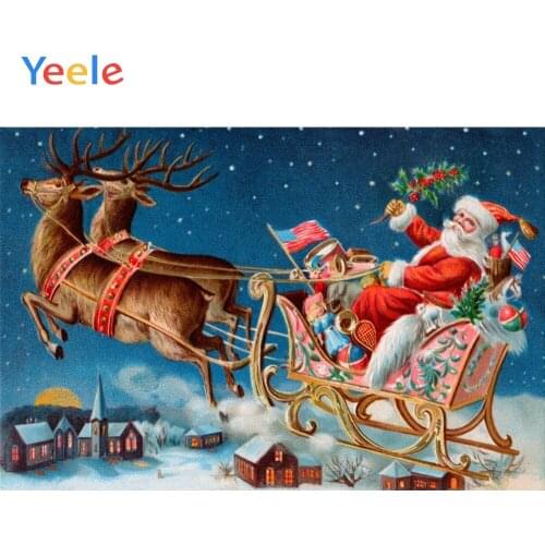 Christmas Santa Elk City Cloud Star Wooden Board Home Decor Backdrop Photography Custom Photographic Background For Photo Studio