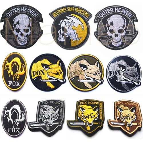 FOX HOUND Special Force Group Ghost Black Metal Gear Solid MGS Embroidered Patches hook & loop cloth backpack military patch