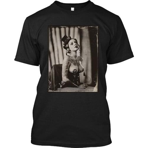 Vintage Sexy Circus Girl Photo Tattooed Burlesque Sideshow Freak T Shirt Gift Tee for Men Women