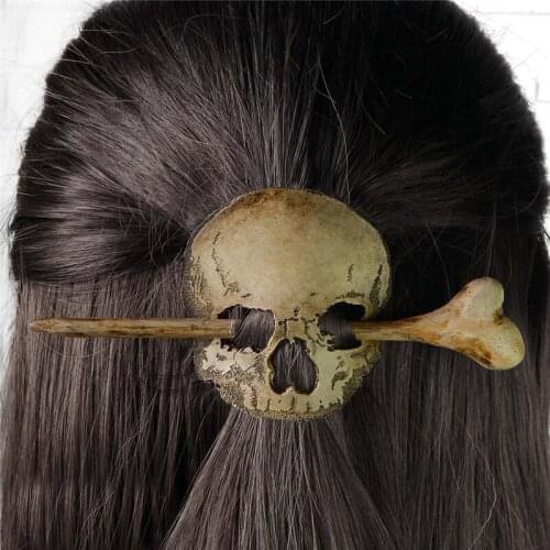 HOT Death Moth/Skull Hair Pin Stick Slide with Faux Bone for Women Halloween Party Cosplay Props