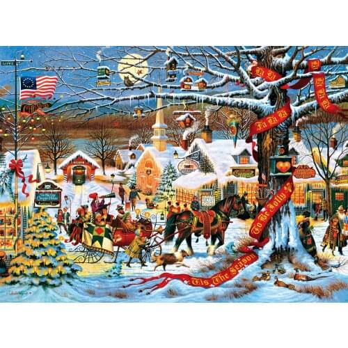 JMINE Div 5D Christmas Village Country Rustic Tree House Full Diamond Painting kits art Scenic 3D paint by diamonds