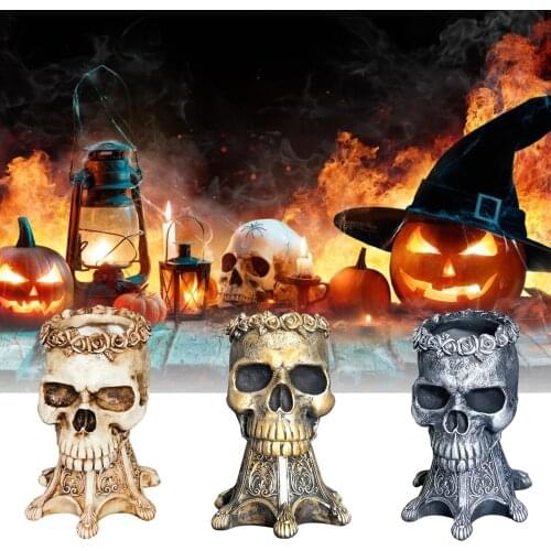 Resin Human Skull Model Flower Pot Container Antique Sculpture Planter Home Decorations Gifts Planter Skull Pot Crafts Pot