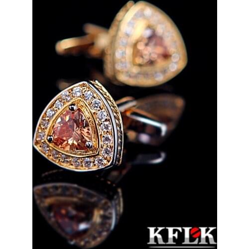 KFLK 2019 Luxury HOT shirt cufflink for mens Brand cuff button Crystal Gold cuff link High Quality Wedding abotoaduras Jewelry