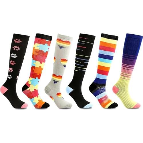 Running Compression Socks Sports Women Men Compression Socks Fit For Edema Varicose Veins Travel Compress Stockings Knee High