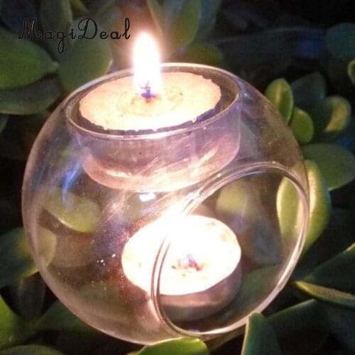 MagiDeal 1Pc Glass Candle Holder Case Wedding Birthday Party Tealight Pillar Candlestick 8/10/12cm for Flame LED Candles Supply