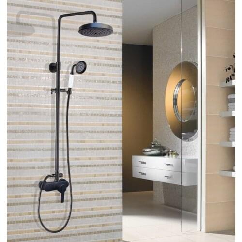 Oil Rubbed Bronze Wall Mount Shower Set Faucet Single Handle with Handshower Bathroom Shower Mixer Tap zhg156