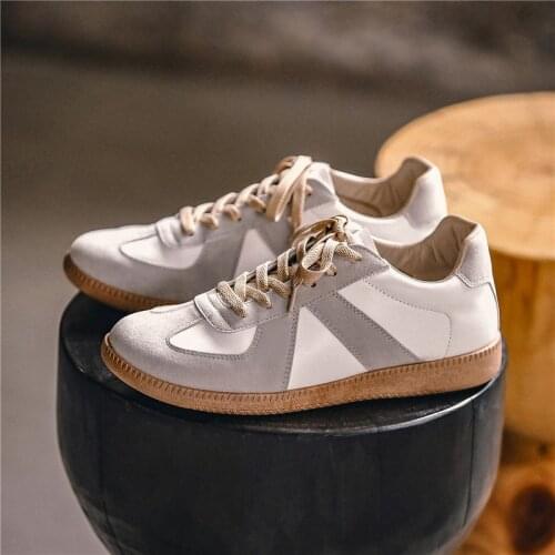 Mens Casual Shoes Vintage GAT German Training Shoes Man Sports Shoes Lace-up Genuine Leather Sneakers Male Skateboard Shoes