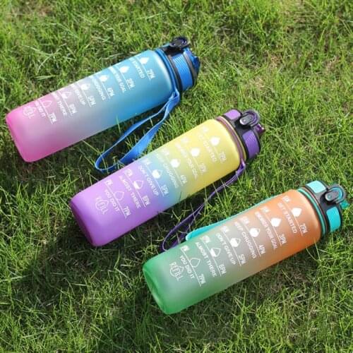New 1L Sports Water Bottle With Time Marker For Fitness Sport Water Jug BPA Free & Leak Proof Portable Reusable Drinking Kettle