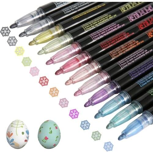 Newest 12 Colors Metallic Marker Pen Painting Writing Card Making DIY Art Supplies Metal Outline Pen for Drawing Doodling