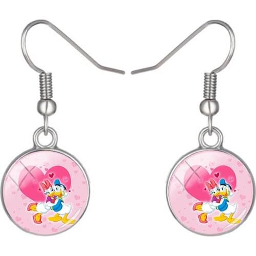 Disney Donald Duck 2021 New Abstract Hook Earrings Simba Photo Round Earrings Glass Dome Jewelry Handmade