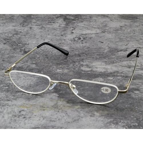 New Trend Half Oval Style Reading Glasses with Alloy Frame Men Women Blue Light Blocking Fashion+1.0 +1.5 +2.0 +2.5 +3 +4