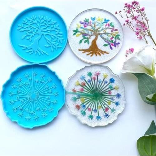 Dandelion Tree of Life Mirror Coaster Molds Silicone Great for Making Coasters DIY Resin Artwork Home Decor Dropshipping