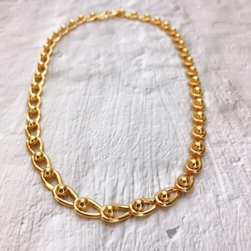 Unisex link necklace real gold plated chain hip hop necklace for party with matched bracelet
