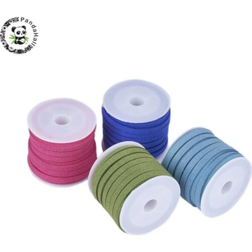 PANDAHALL 5m/roll 3/4/5mm Faux Suede Cord Lace For Handmade Beading DIY Bracelet Jewelry Making Thread String Rope 4rolls/set