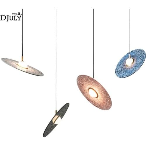 Postmodern Terrazzo UFO led pendant lights for clothing store restaurant bar creative luminaire design villa loft hanging lamp