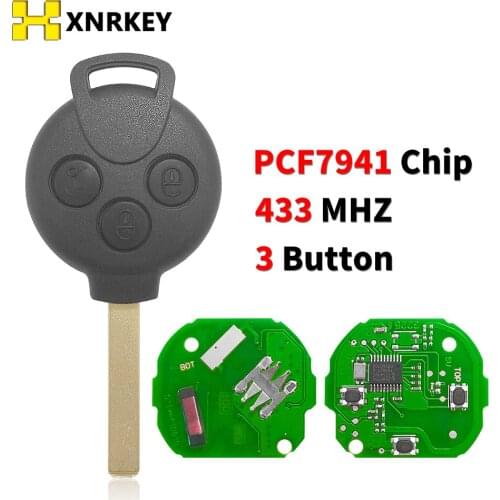 XNRKEY 3 Buttons 433Mhz Car Remote Key Fit For Mercedes-Benz Smart Smart Fortwo 451 2007 2008 2009 2010 2011 2012 2013 ID46