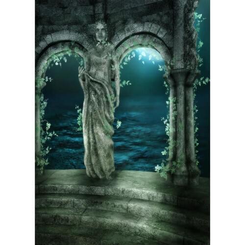 Retro Arch Statue Moonlight Halloween Photography Backdrop Customized Background for Baby Children Party Photobooth Photo Studio