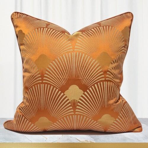 High Precision Jacquard Throw Pillows Living Room Sofa Fan Striped Cushion Cover Luxury Orange Pillowcase Housse Decor Coussin