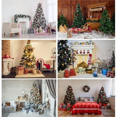 Christmas Backdrops Fireplace Tree Winter Interior Baby Portrait Photography Background For Photo Studio Photophone 21522DHY-02