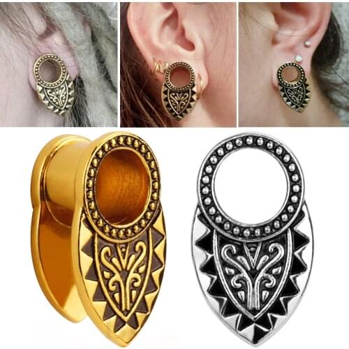 1Pair Tribal Gold Den Ear Gauges Ear Weight Ear Plug Tunnel Ear Expander For Women Men Brass Body Piercing Jewelry 8mm-16mm