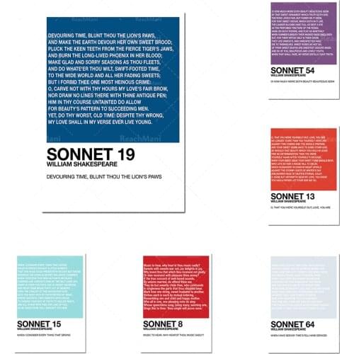 Shakespeare’s Sonnets: Quotation Posters-Literary Art Prints-Literary Posters-Poetry Art Prints-Shakespeare Art Prints