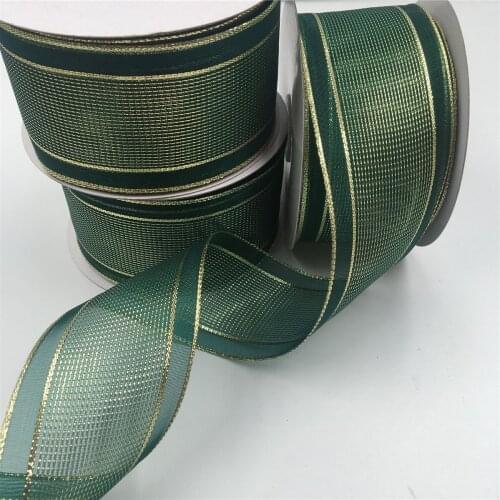 63MM X 25 Yards Wire Edge Green Metallic Ribbon for Birthday Decoration Gift Wrapping 2-1/2"