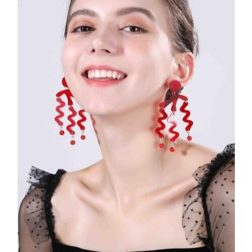 2021 Women Punk Earrings tassels Pandent Earrings Charm Hip Hop Girls Gift Cute Stud acrylic jewelry Evening Party Earring