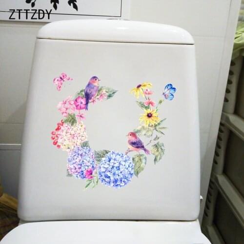 ZTTZDY 23.4CM×22.5CM Hydrangea Wreath Creative Cartoon Toilet Decoration Home Room Wall Sticker T2-0788