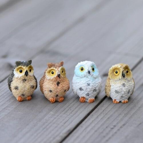 1/2/4PCS Cute Owls Animal Figurines Resin Miniatures Figurine Craft Bonsai Pots Home Fairy Garden Ornament Decoration Terrarium