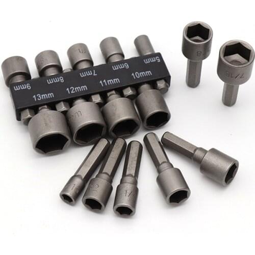 9pcs 6.35mm Hex Shank Hexagon screwdriver Wrench Power Drill Adapter Tool Nut Driver Drill Bit Set For Screw Hook Bolt Head