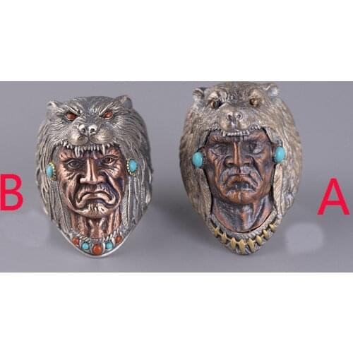 925 STERLING SILVER MENS wolf MEN Retro PUNK Ring Jewelry A3072