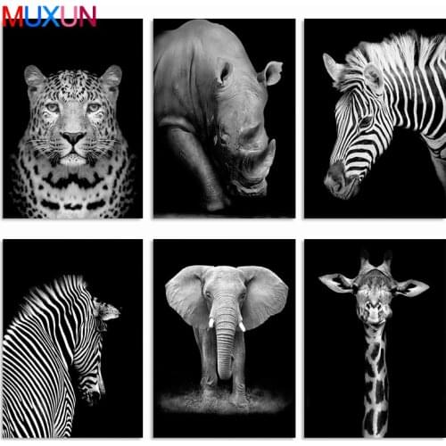 Black White Elephant Giraffe Zebra Leopard 5D Animal Diamond Embroidery Full Square/Round Drill Diy Diamond Painting Gift Rp628